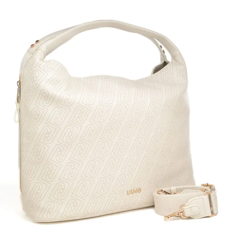 borsa tote da donna con stampa con logo monogram all over crema miniatura 3