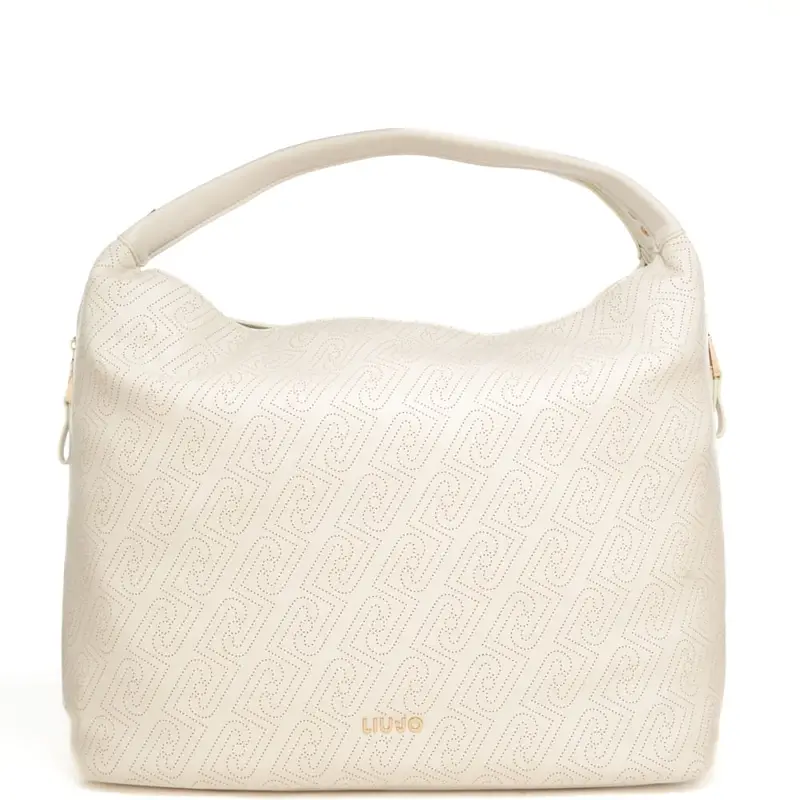 borsa tote da donna con stampa con logo monogram all over crema