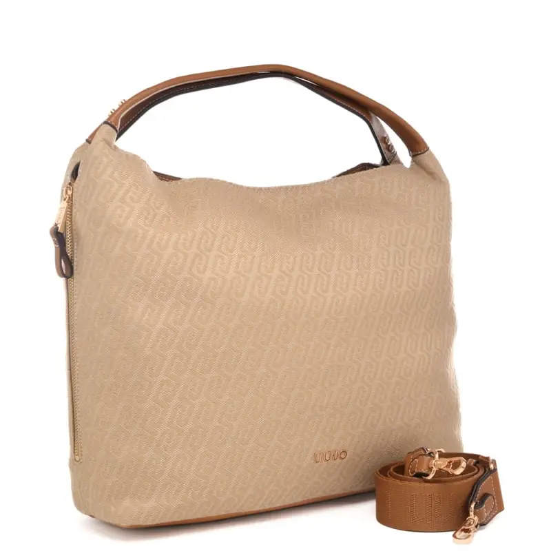 borsa tote da donna con stampa con logo monogram all over naturale miniatura 2