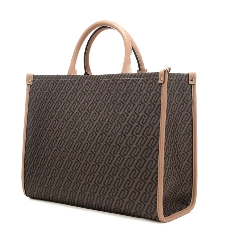 borsa tote grande da donna con stampa con logo monogram all over testa di moro miniatura 3