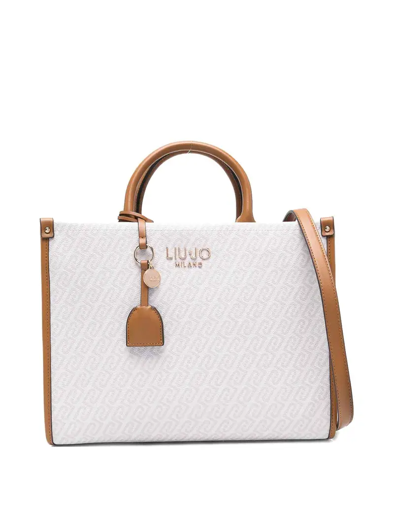 Borsa tote rosa con logo all-over Marrone