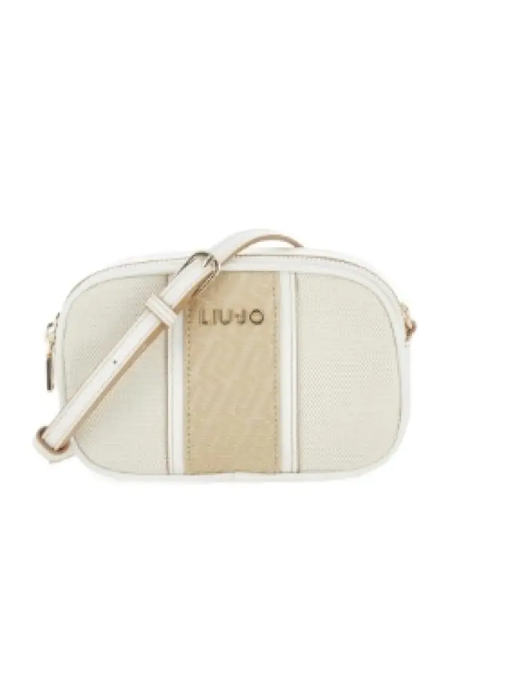 borsetta a tracolla donna color sabbia con logo dorato