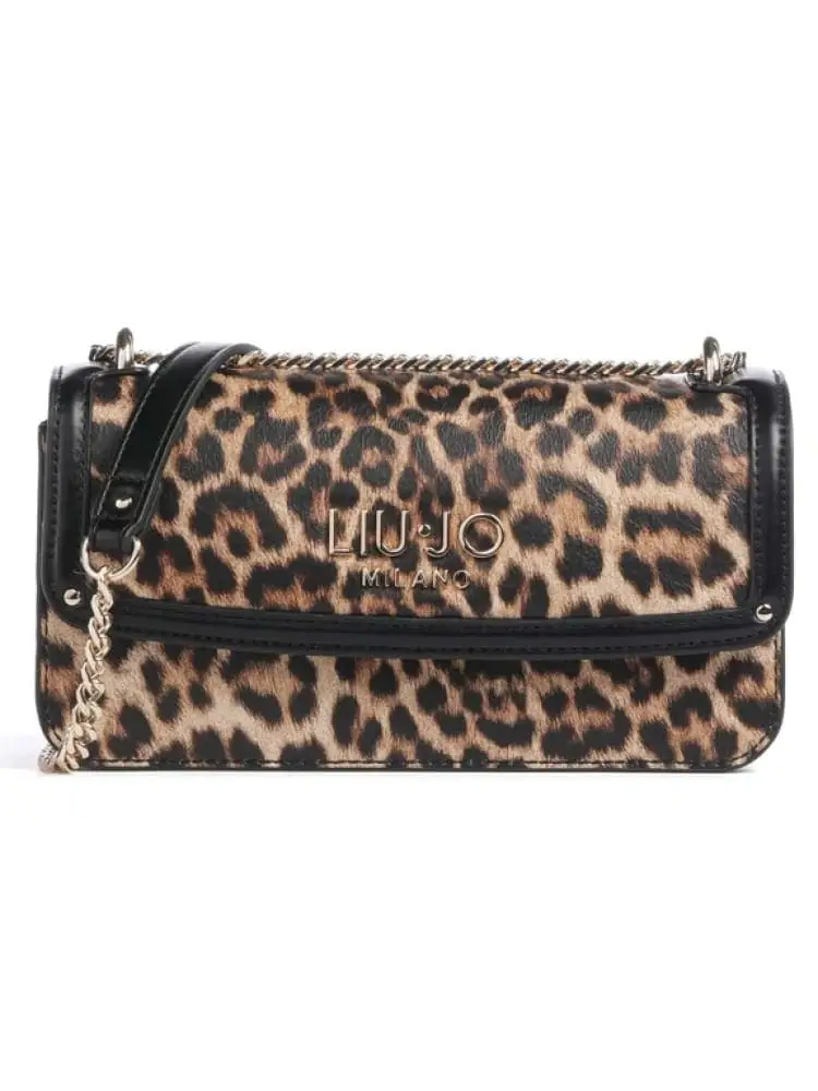 borsetta a tracolla donna maculata con logo dorato