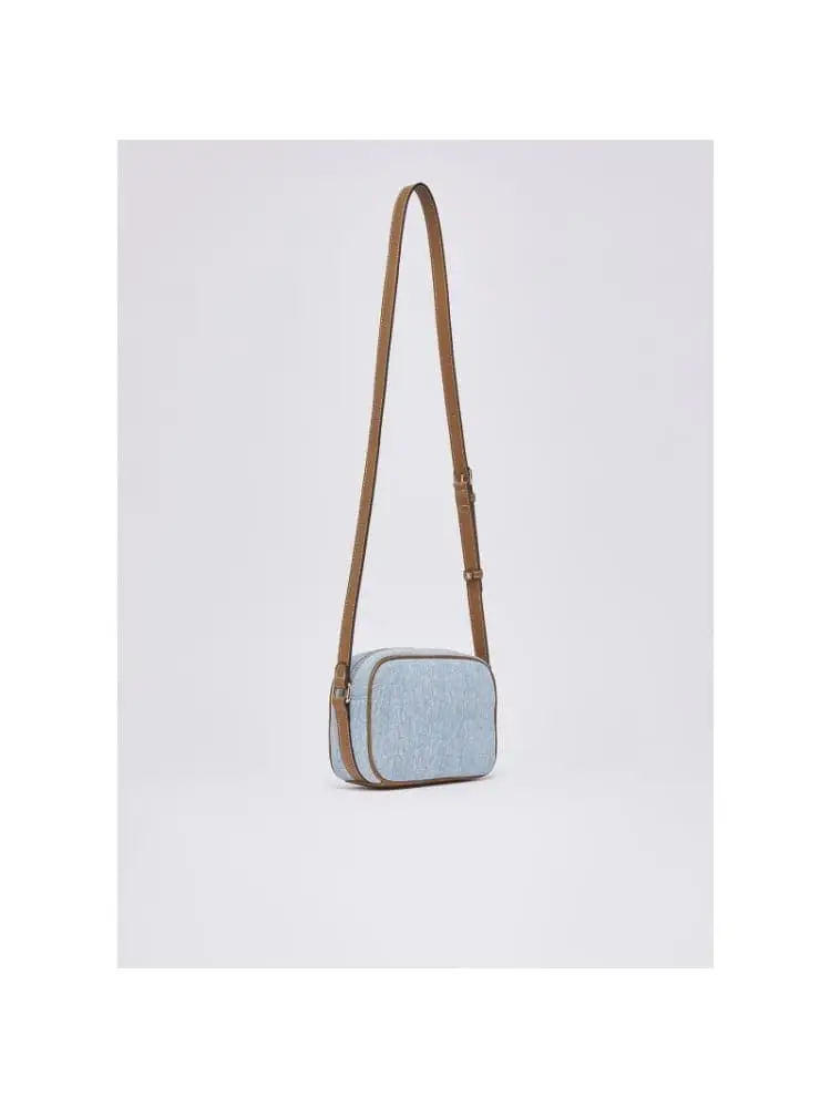 borsetta donna camera case in denim blu chiaro con logo miniatura 3