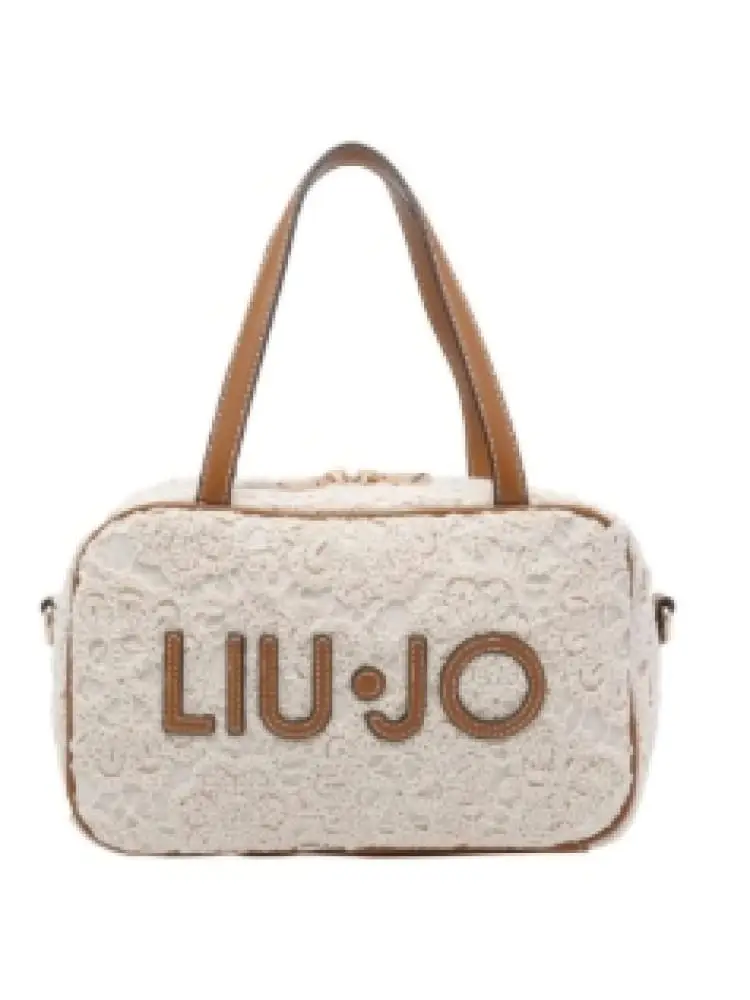 borsetta donna colore crema con maxi logo frontale