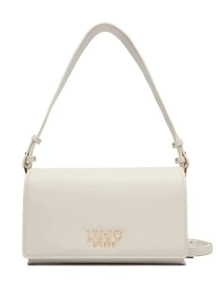 borsetta donna in ecopelle bianca con logo dorato