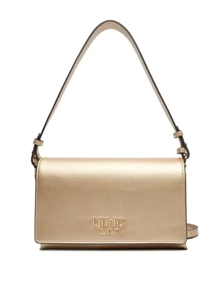 borsetta donna in ecopelle light gold con logo dorato