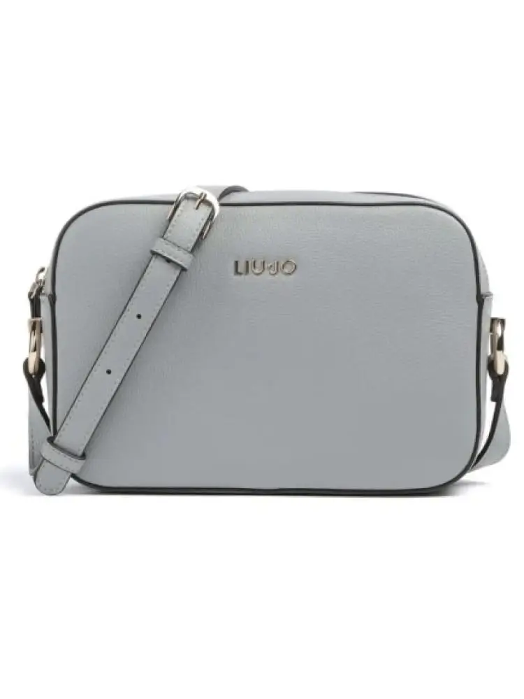 borsetta donna in similpelle azzurra con logo dorato