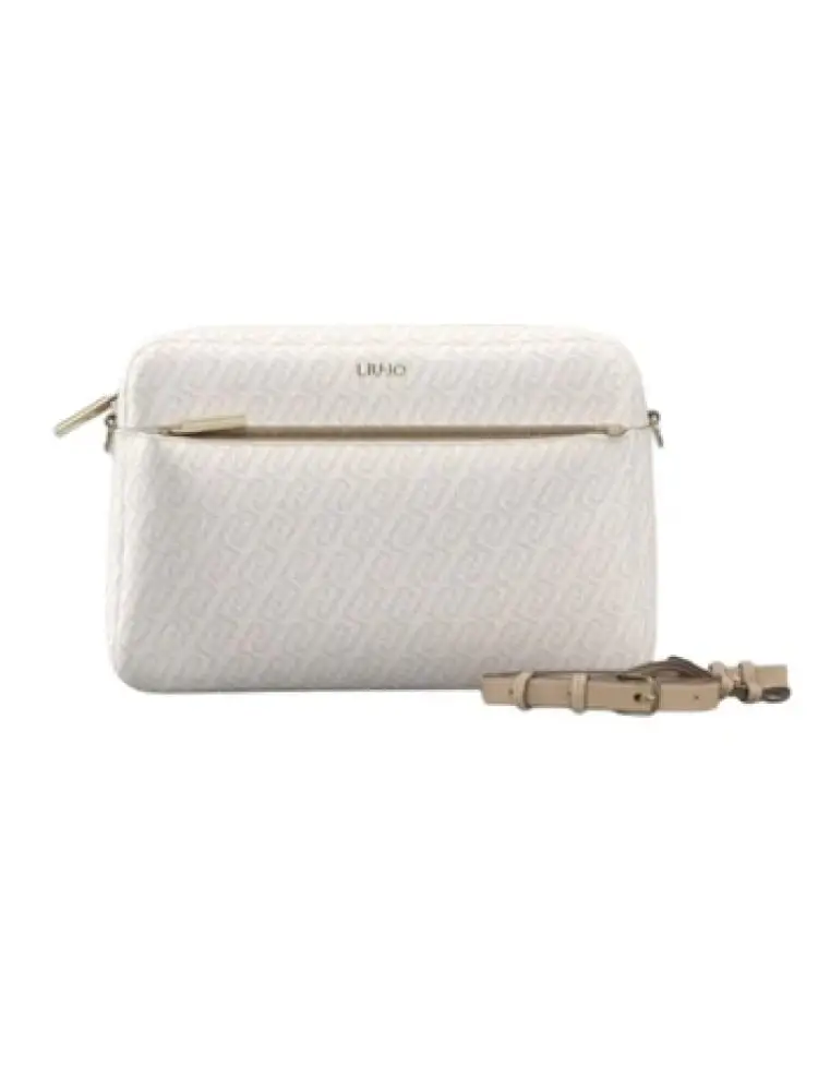 borsetta donna in similpelle bianca con logo all over