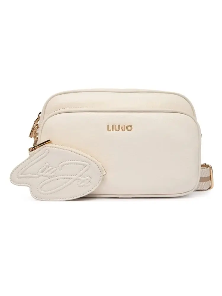 borsetta donna in similpelle color crema con logo lettering dorato