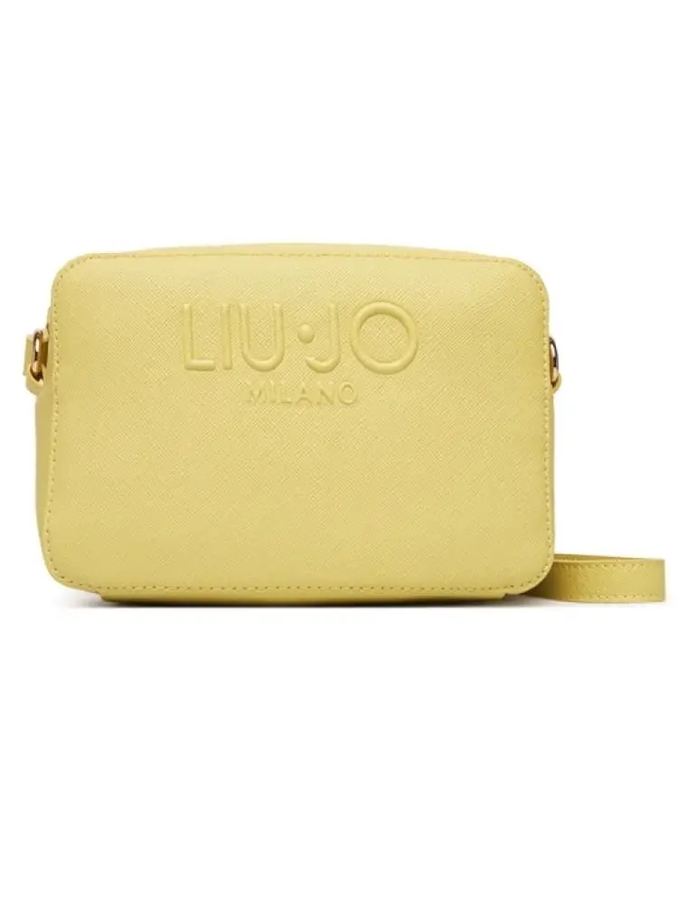 borsetta donna in similpelle gialla con logo lettering in rilievo