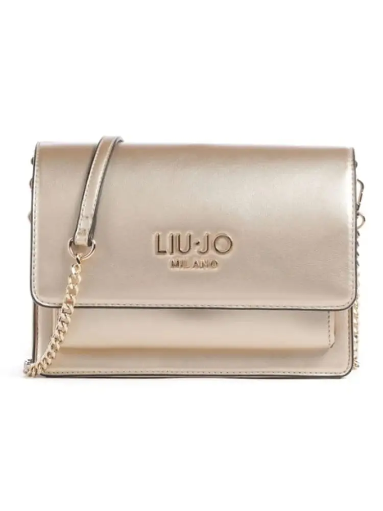 borsetta donna in similpelle light gold con logo lettering dorato