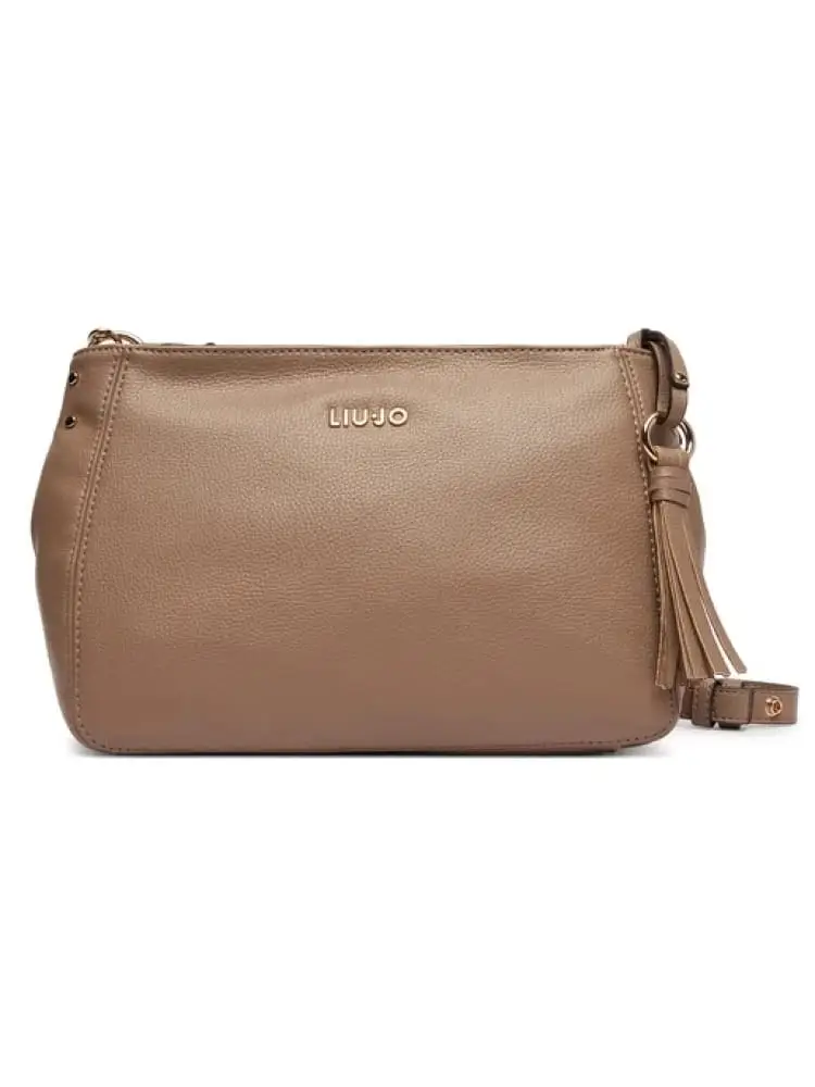 borsetta donna in similpelle marrone con logo dorato