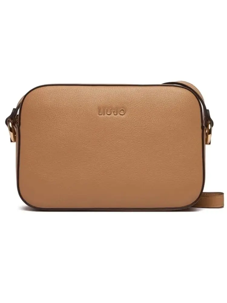 borsetta donna in similpelle marrone con logo dorato