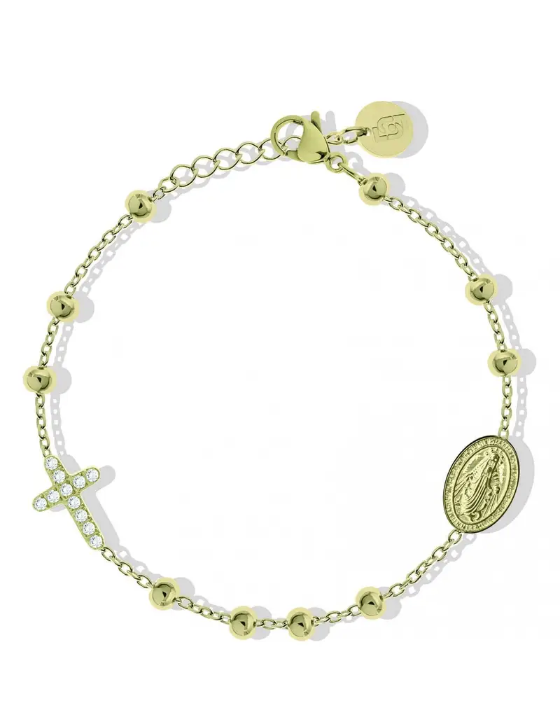 Bracciale LIU-JO LJ2753 in acciaio dorato e croce con cristalli