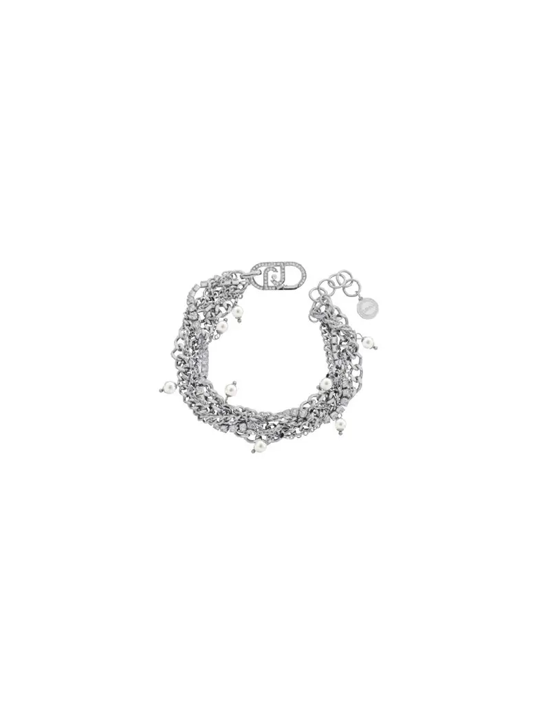 Bracciale multifilo LIU-JO in acciaio con cristalli e perline LJ3073