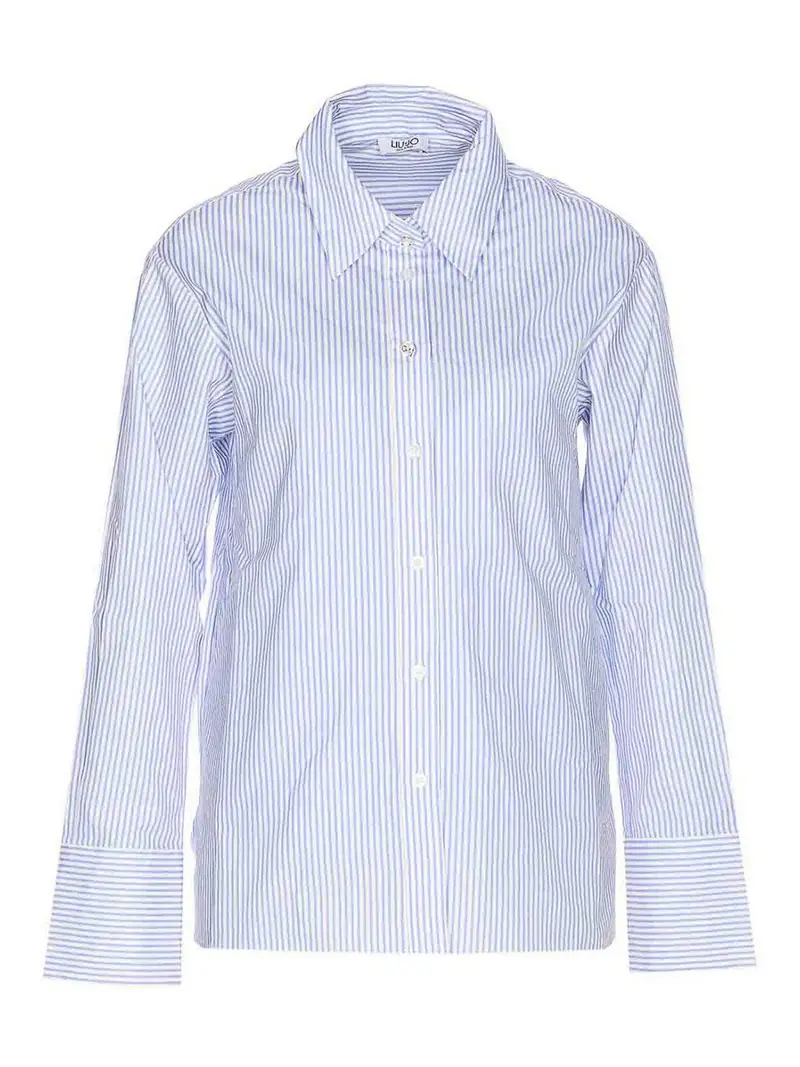 Camicia a strisce azzurra e bianca Blu