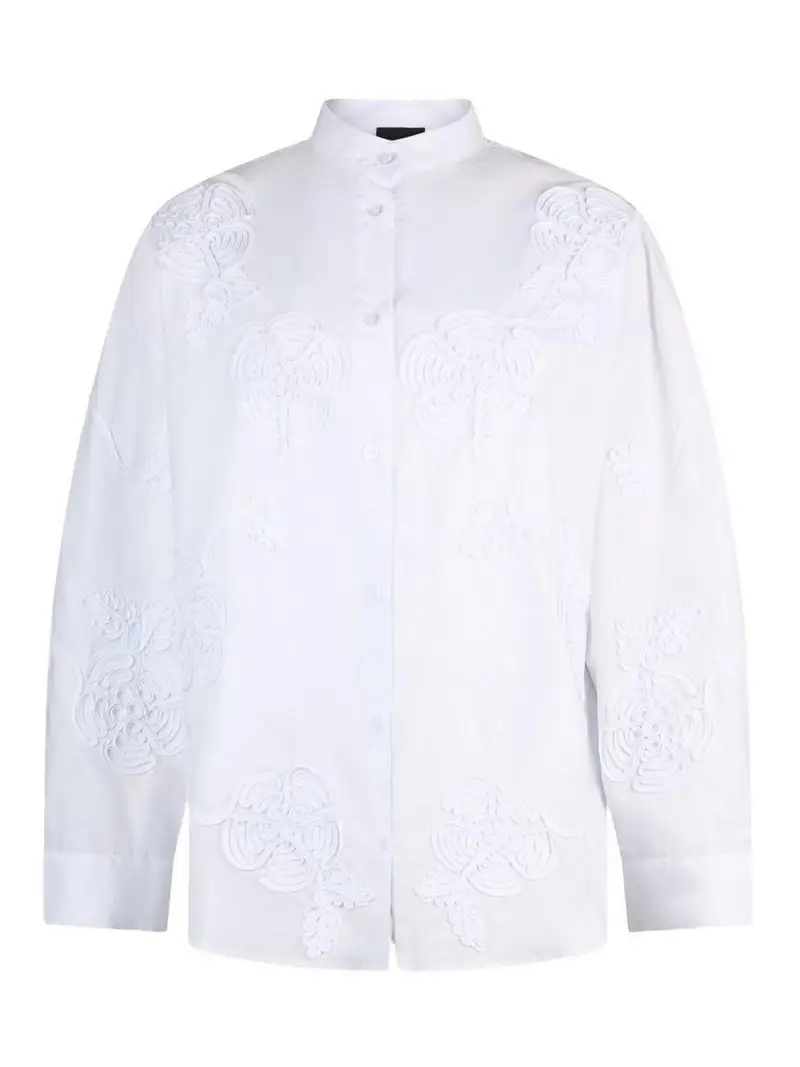 Camicia Bianca Con Collo Alla Coreana Bianco