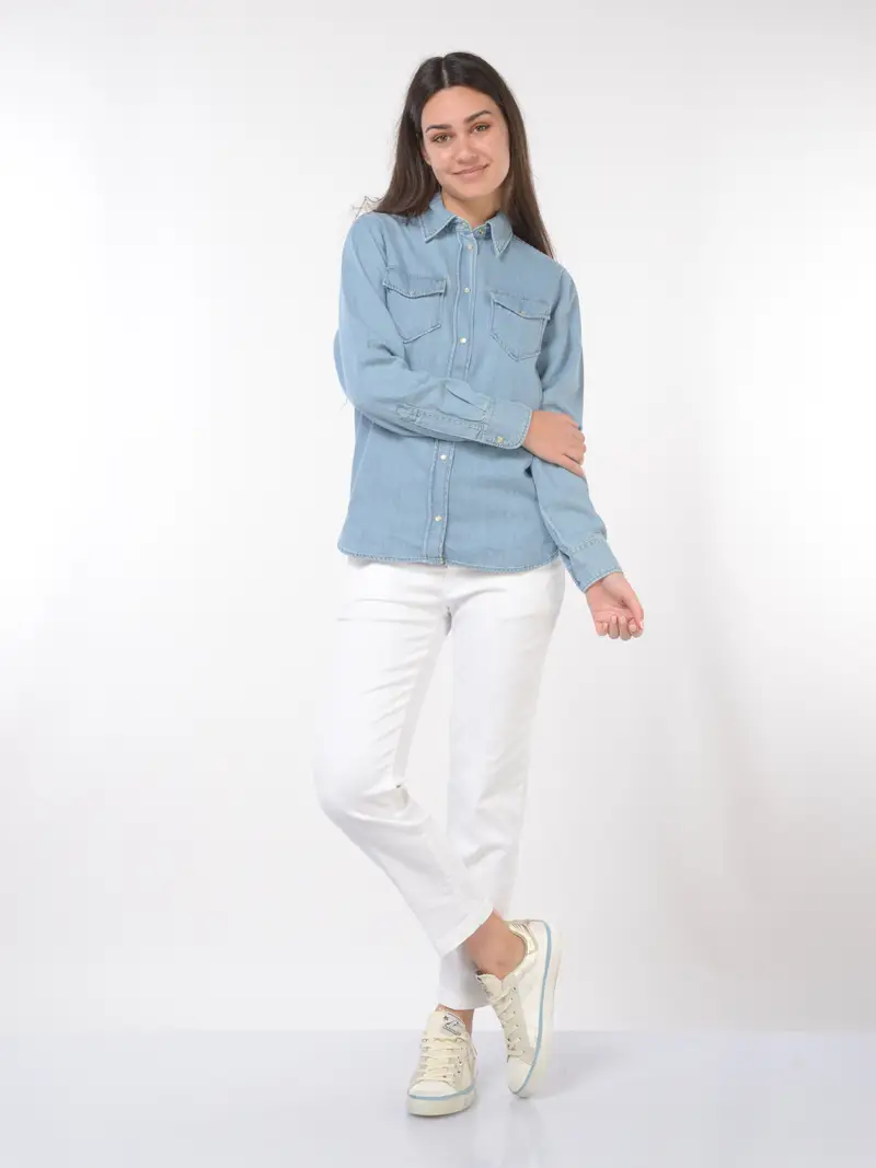 camicia da donna Liu Jo in denim con tasche Blu miniatura 2