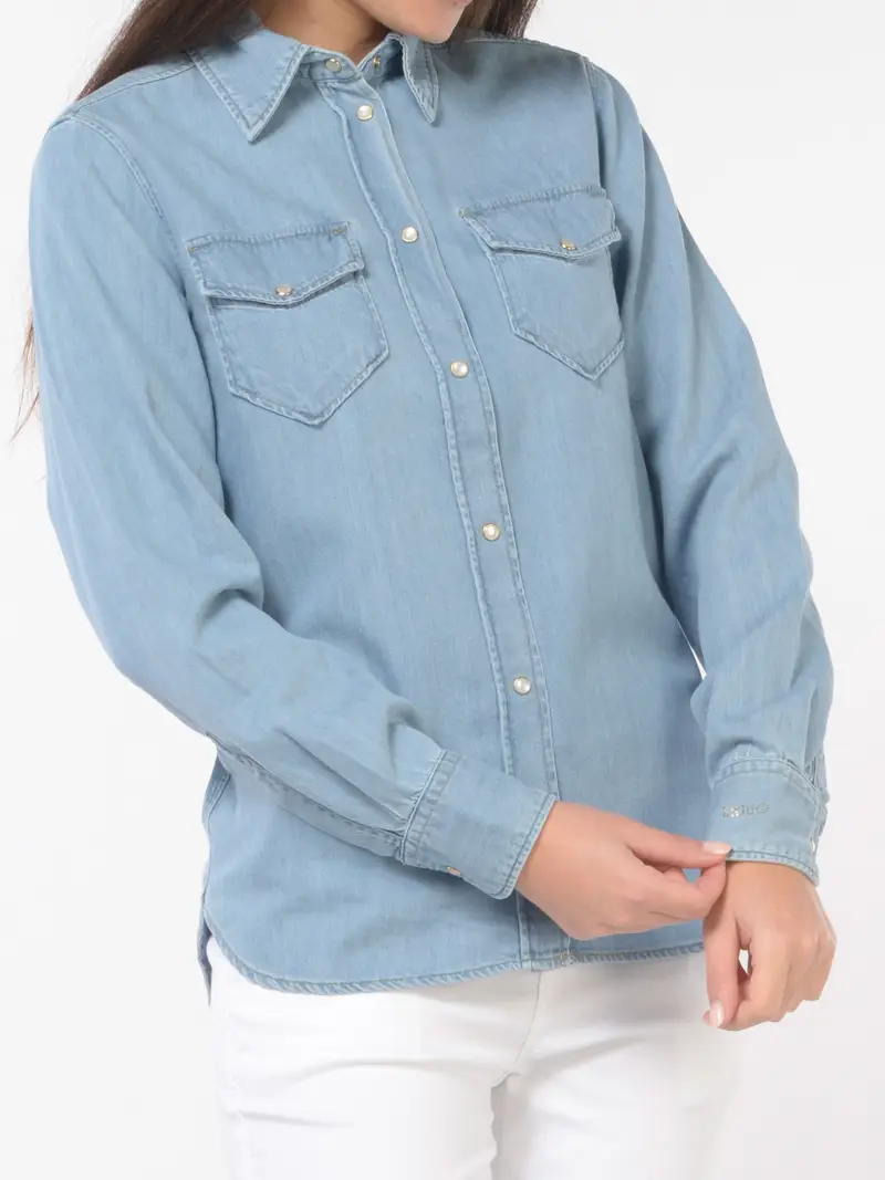camicia da donna Liu Jo in denim con tasche Blu
