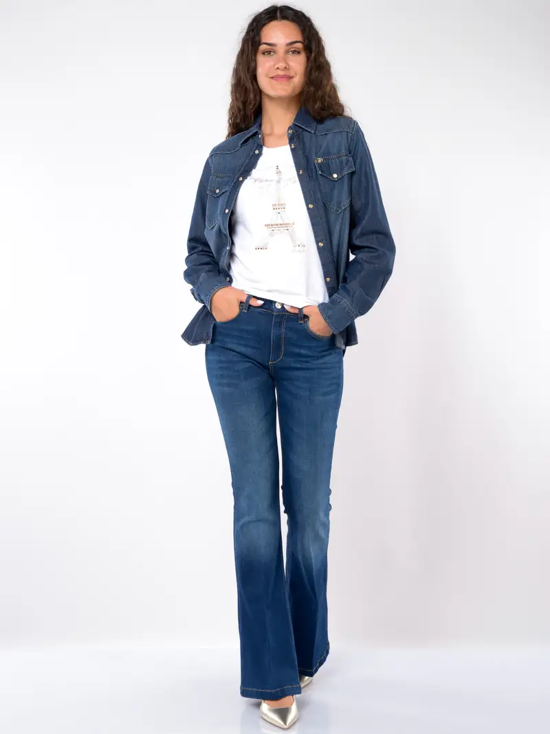 camicia da donna Liu Jo in denim con tasche Blu miniatura 2