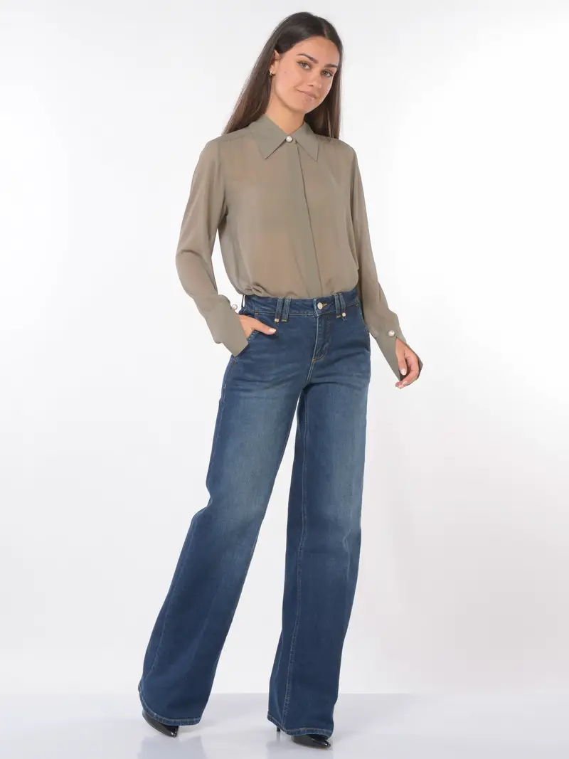 camicia da donna Liu Jo in tessuto fluido con perle BEIGE miniatura 2