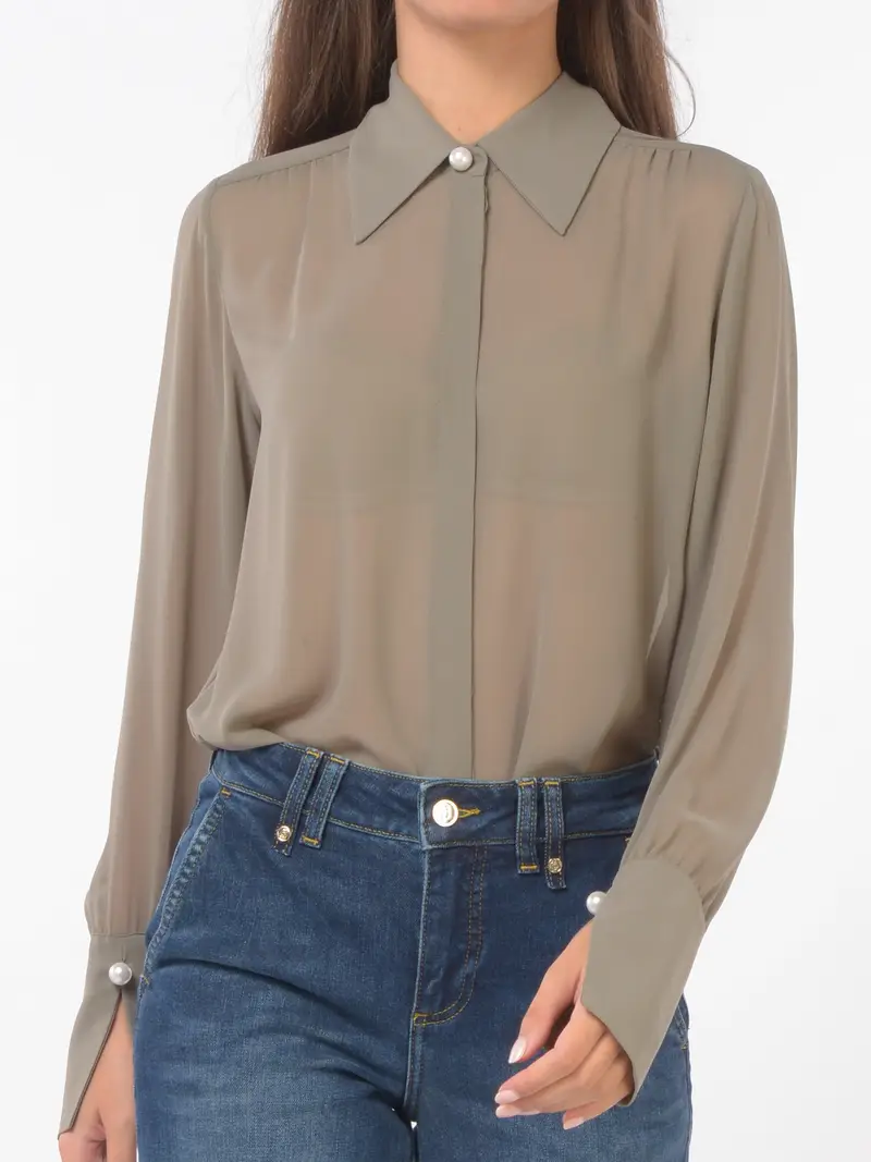 camicia da donna Liu Jo in tessuto fluido con perle BEIGE