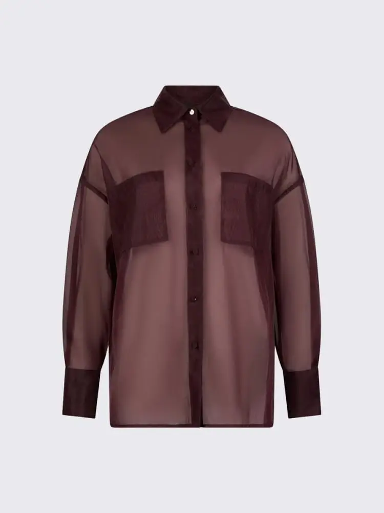 camicia in organza marrone