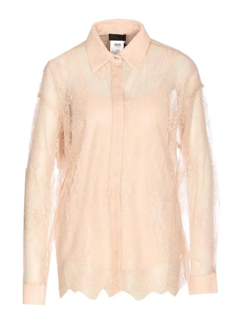 Camicia in pizzo rosa Color Carne E Neutri