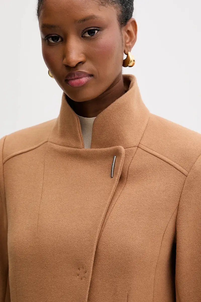 cappotto con aggiunta di lana colore marrone MF5119 J4873 miniatura 4