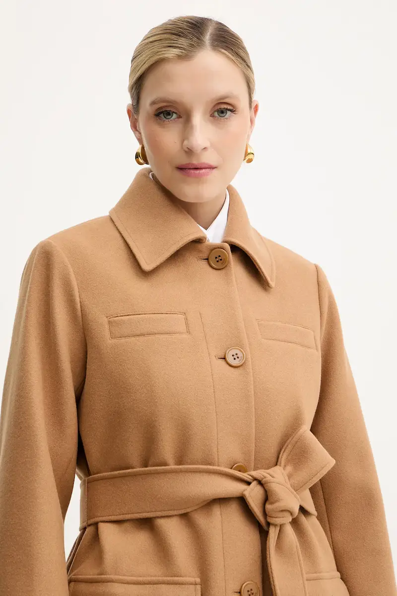 cappotto con aggiunta di lana colore marrone MF5120 J4873 miniatura 4