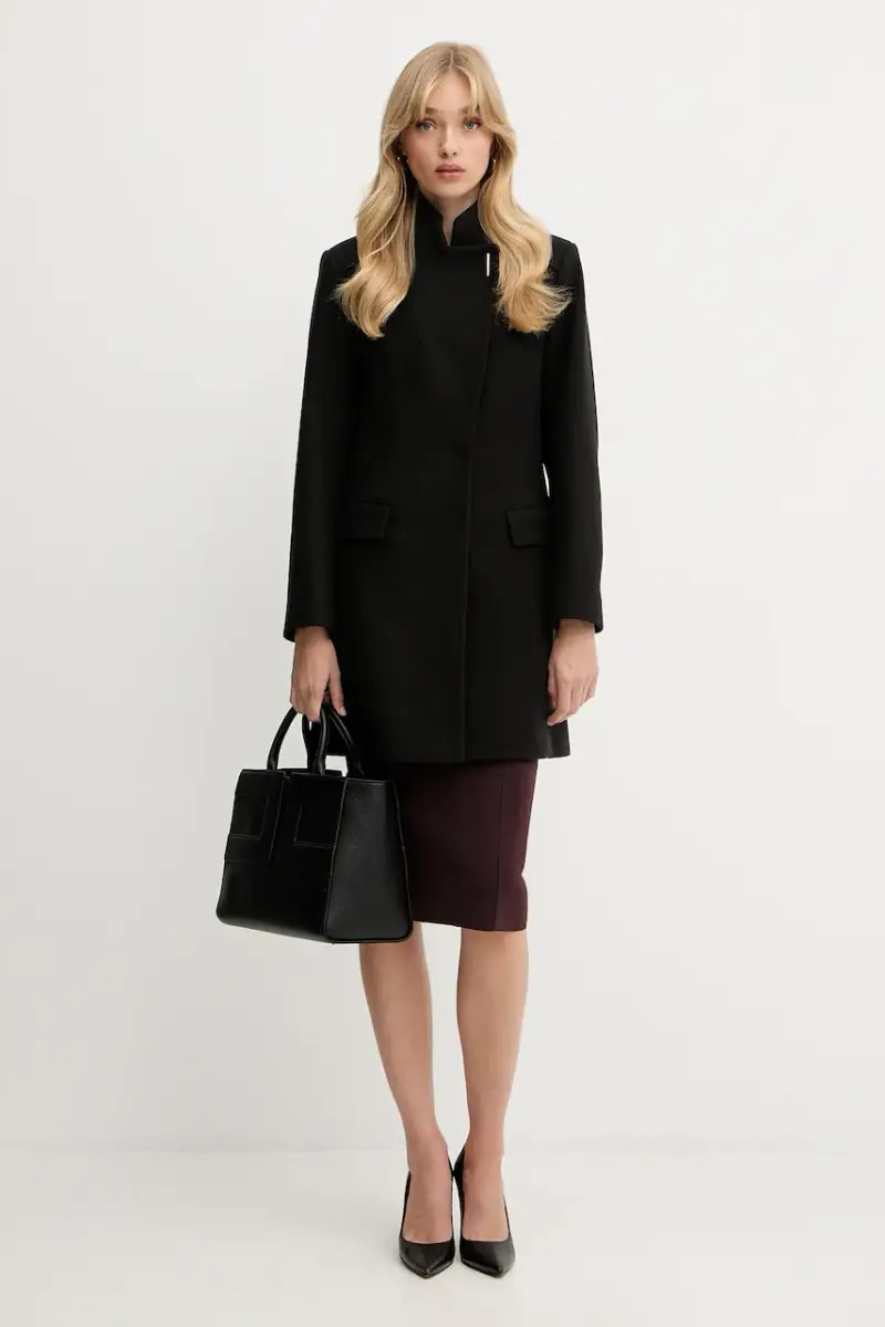 cappotto con aggiunta di lana colore nero MF5119 J4873 miniatura 2