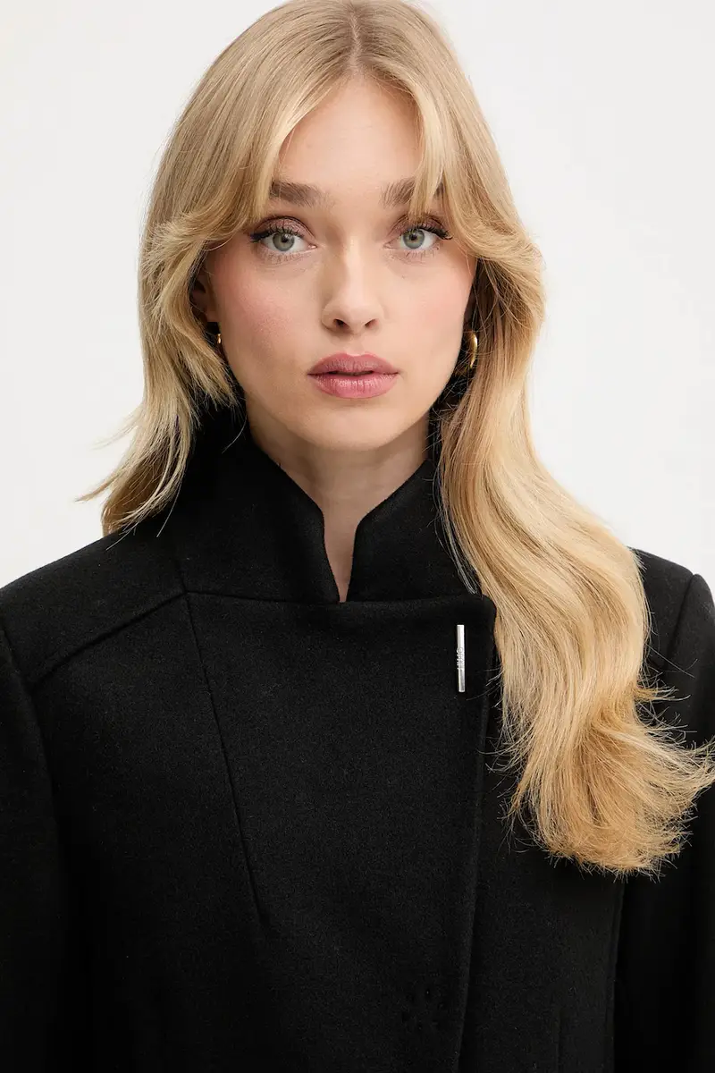 cappotto con aggiunta di lana colore nero MF5119 J4873 miniatura 4