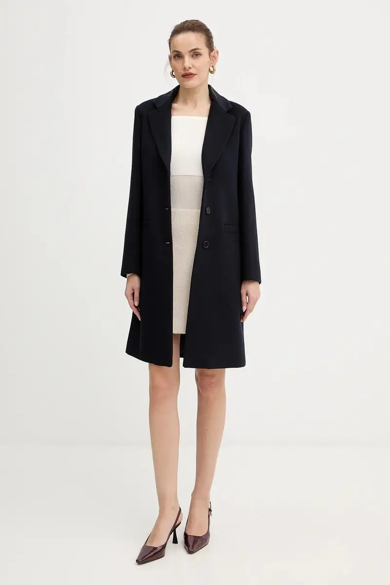 cappotto con lana colore blu navy MF5149 T165A miniatura 2
