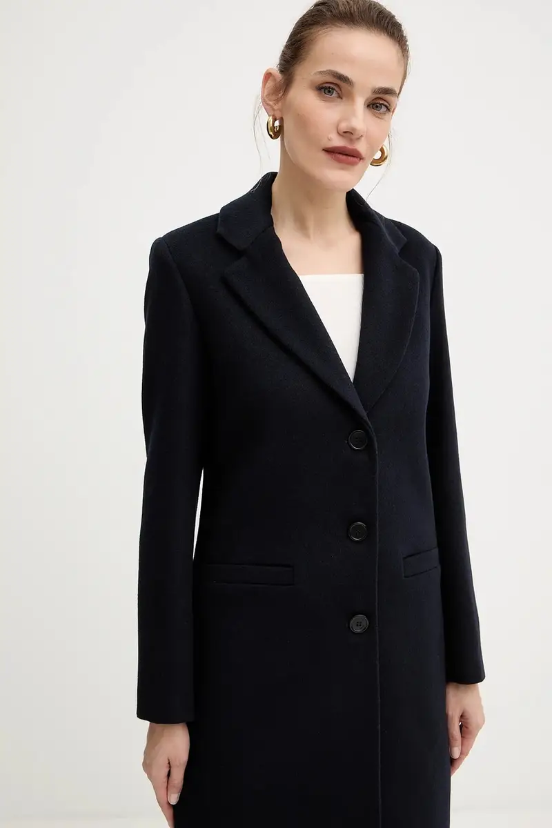 cappotto con lana colore blu navy MF5149 T165A miniatura 4