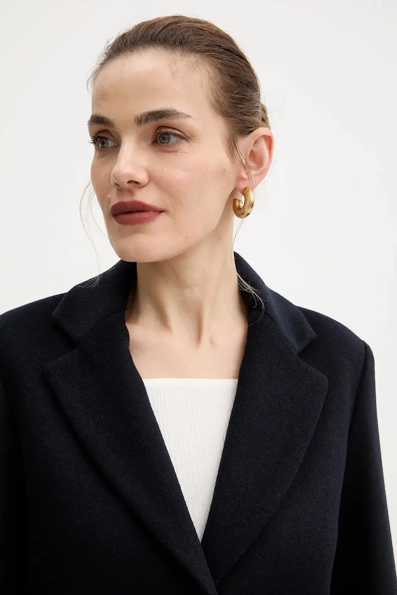 cappotto con lana colore blu navy MF5149 T165A miniatura 5