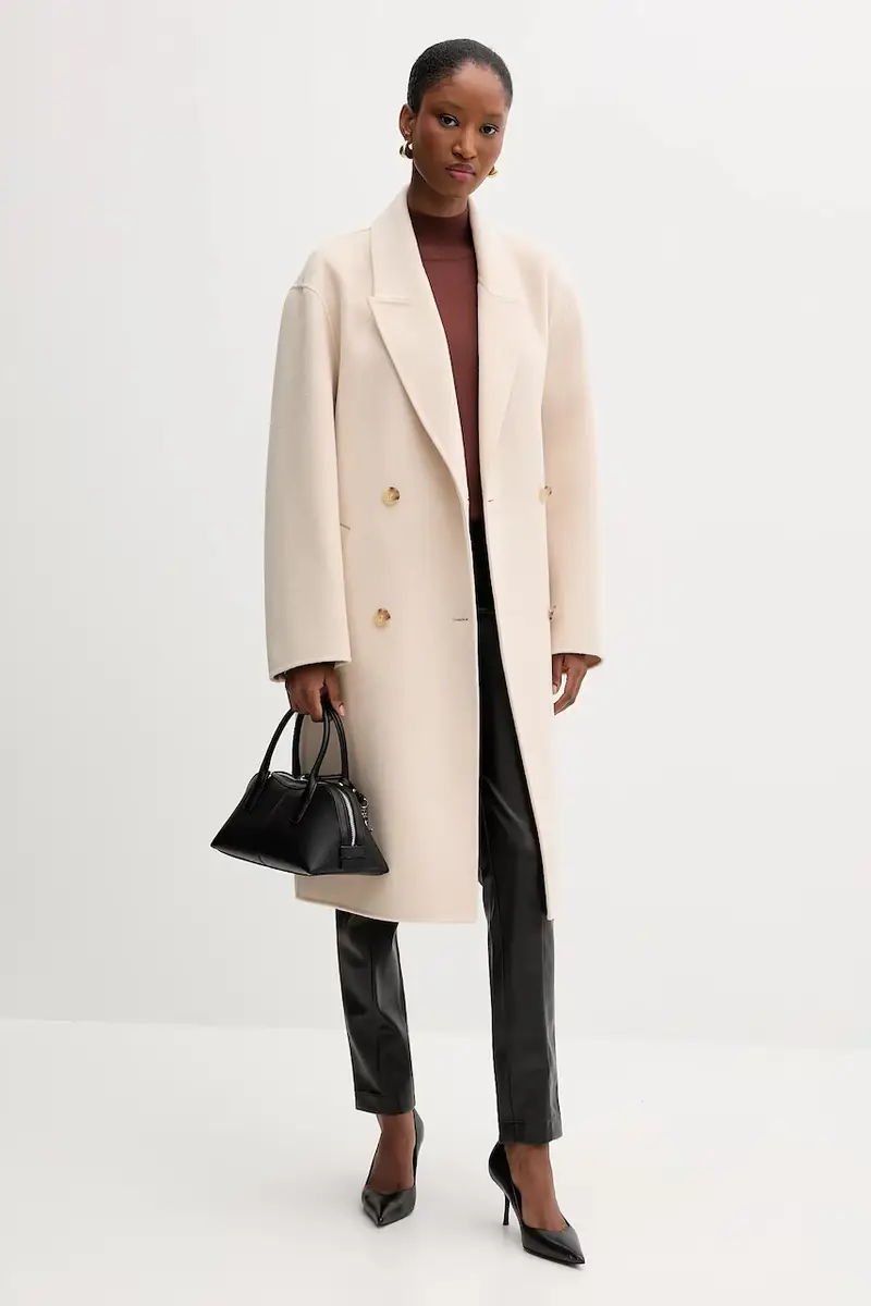 cappotto in lana colore beige MF5025 T4627 miniatura 2