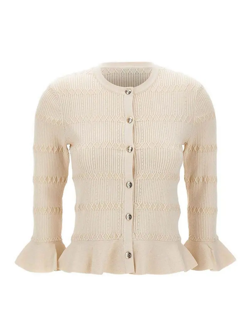 Cardigan color crema con bottoni dorati Beige