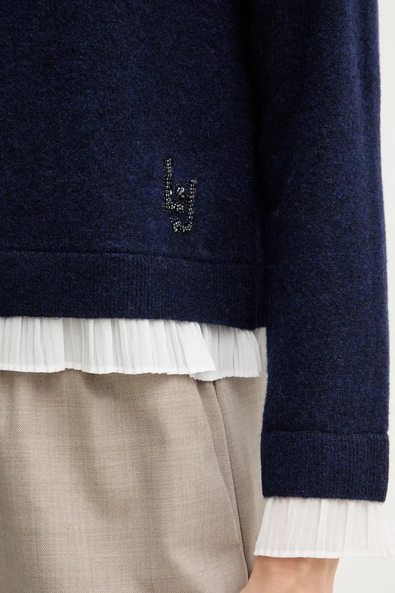 cardigan con lana colore blu navy MF5122 MA90Q miniatura 5