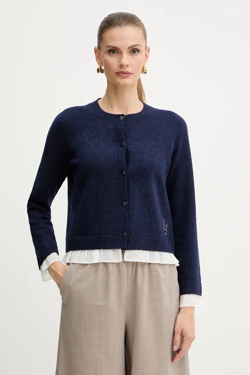 cardigan con lana colore blu navy MF5122 MA90Q