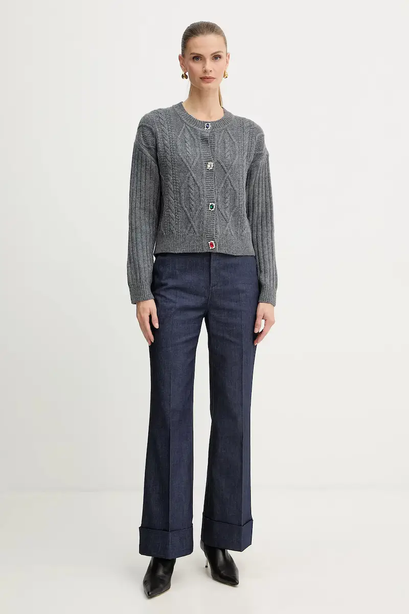 cardigan con lana colore grigio MF5423 MS040 miniatura 2