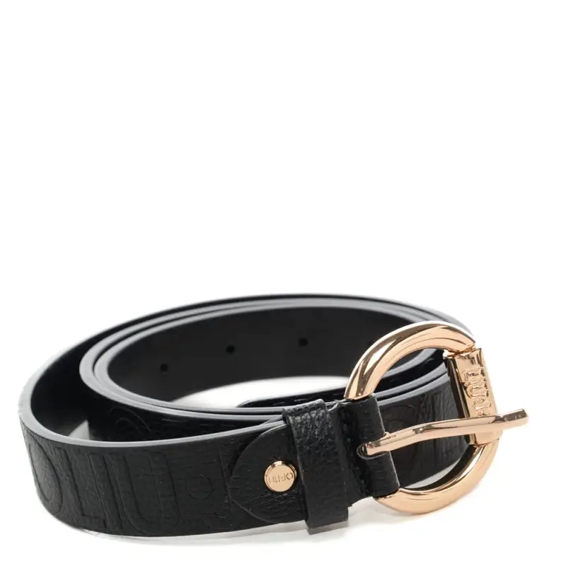 cintura da donna con logo lettering in rilievo nera miniatura 2