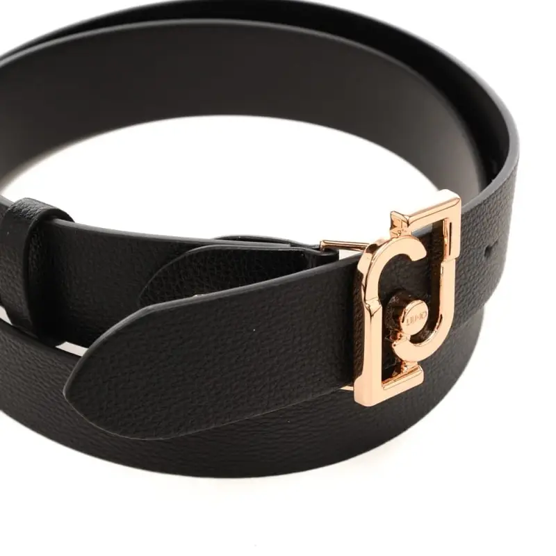 cintura da donna con maxi fibbia logo monogram in metallo nera miniatura 2