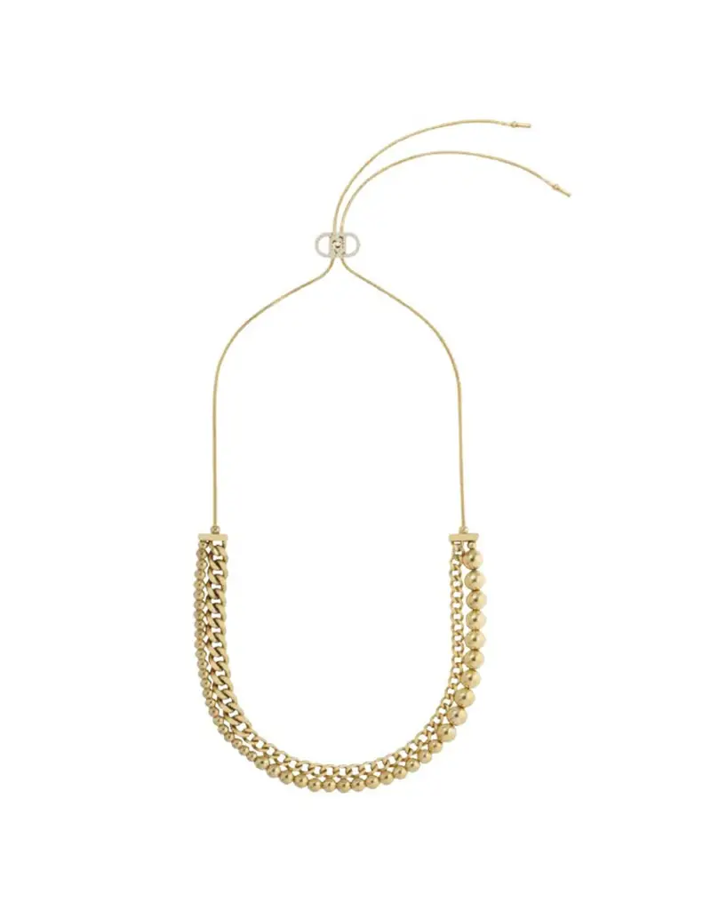 Collana LIU-JO con perle in acciaio dorato e cursore logo LJ3049