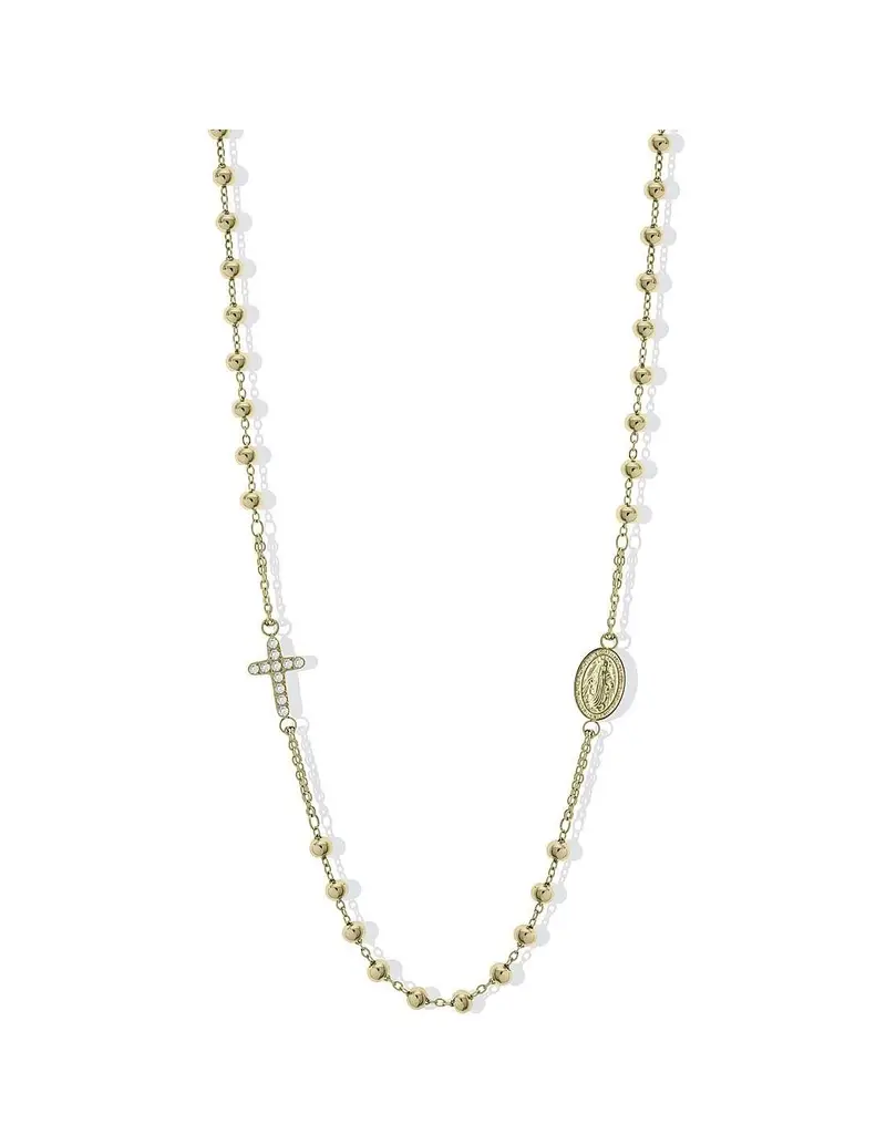 Collana LIU-JO LJ2752 in acciaio dorato e croce con cristalli