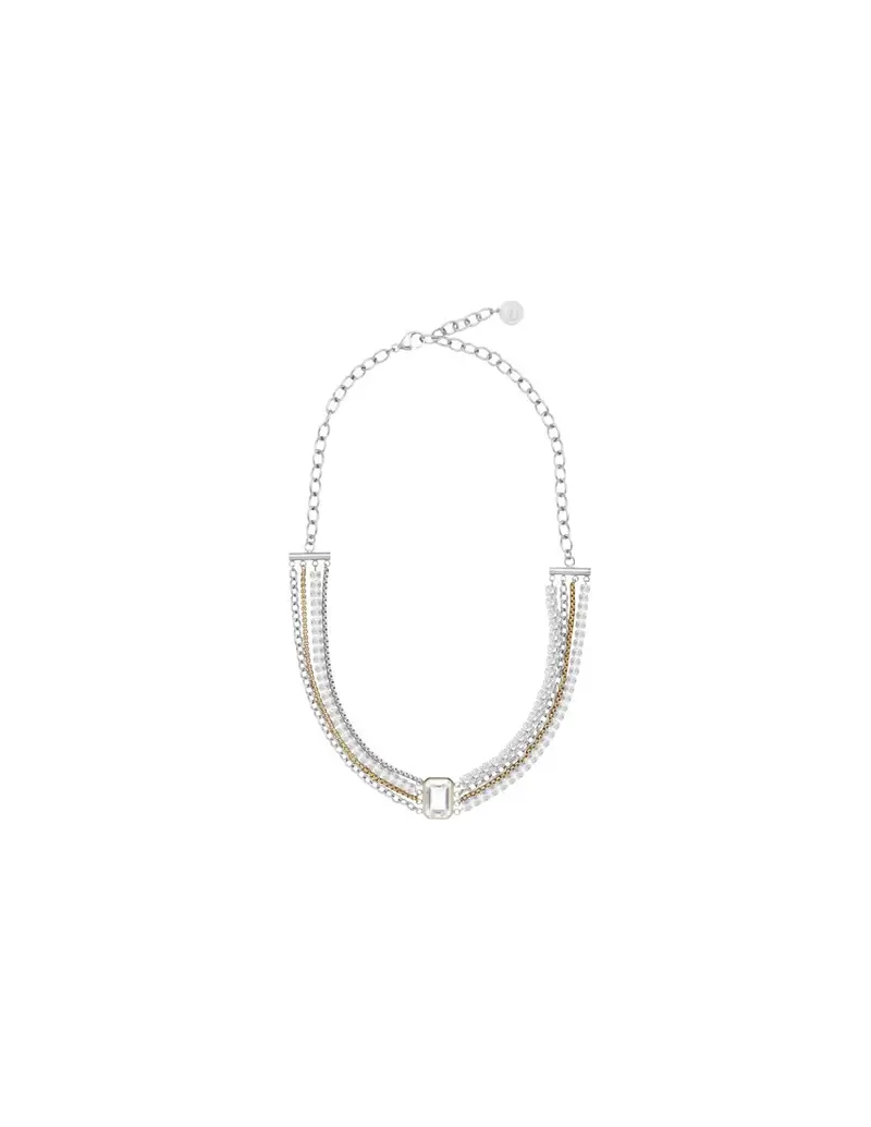 Collana multifilo LIU-JO in acciaio bicolore con cristallo di vetro centrale LJ3091