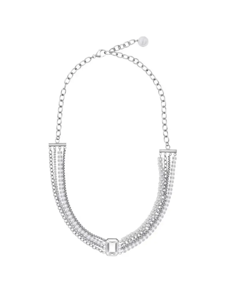 Collana multifilo LIU-JO in acciaio con cristallo di vetro centrale LJ3085