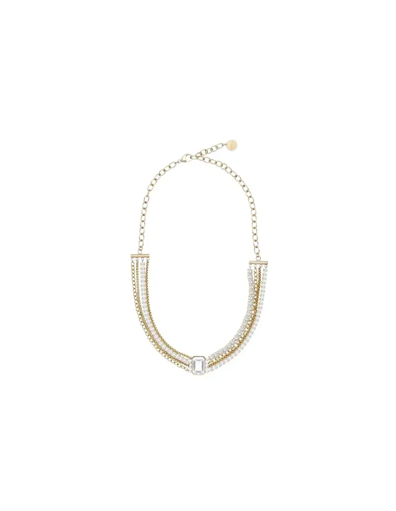 Collana multifilo LIU-JO in acciaio dorato con cristallo di vetro centrale LJ3088