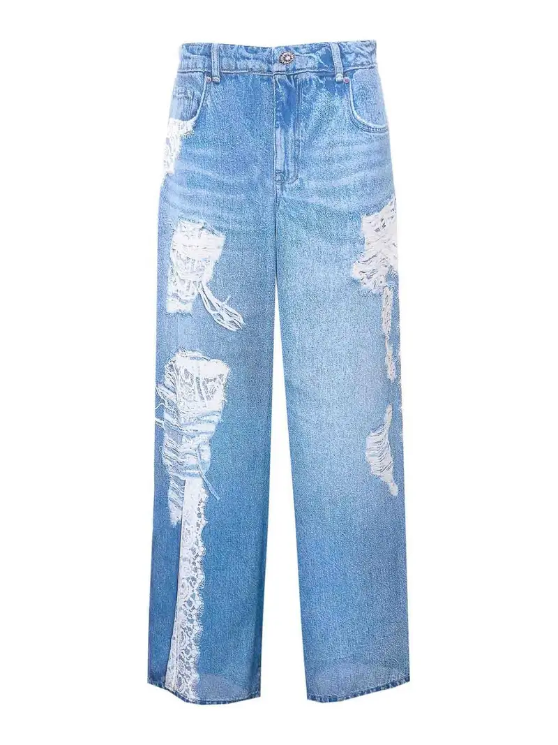 Denim Effect Pants Blu