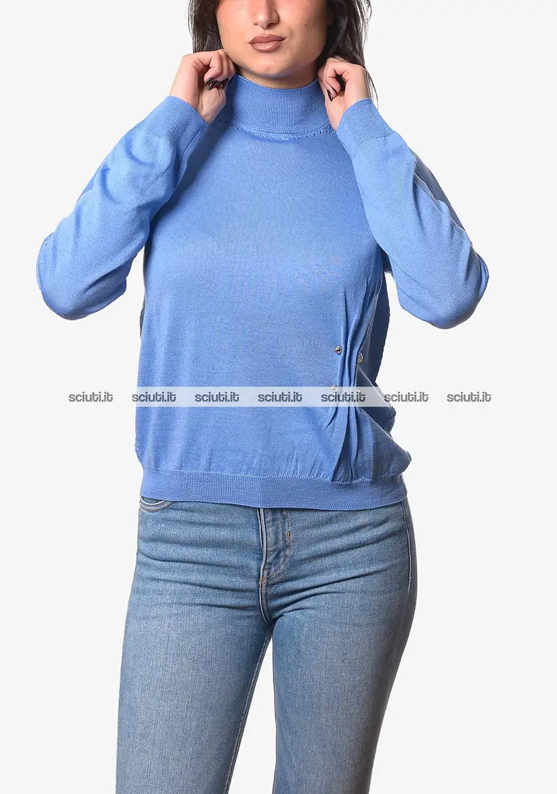 Dolcevita Liu Jo donna azzurro in lana dettaglio perle